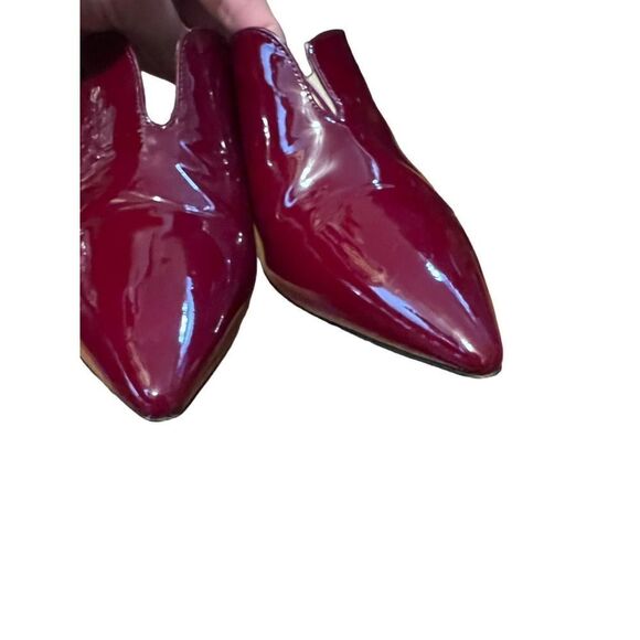 Napoleoni Glossy Patent Leather Heeled Mules Maroon Red Italy Sz. 39 (US 8.5) - Picture 7 of 8